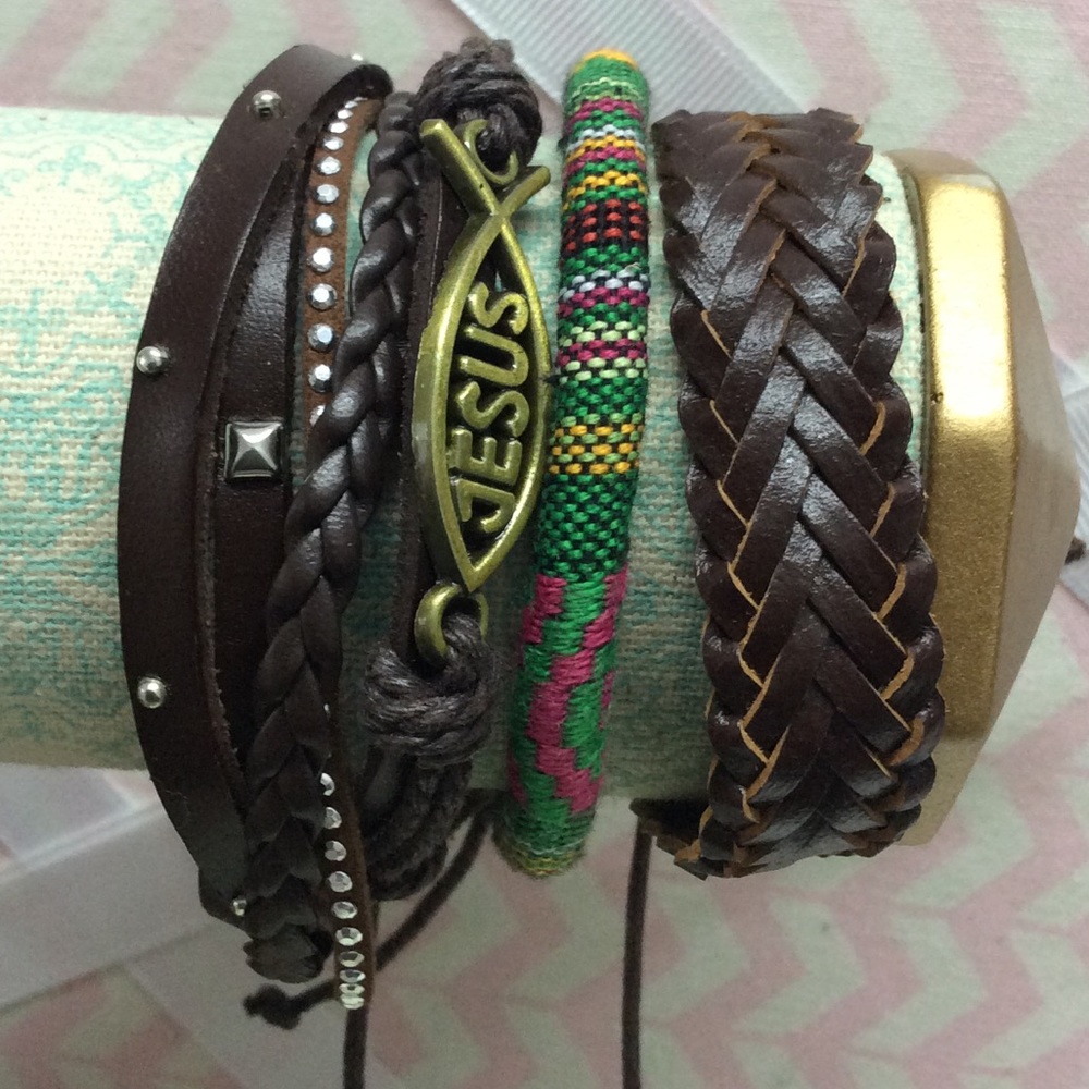 Jesus fish leather bracelets 3 new